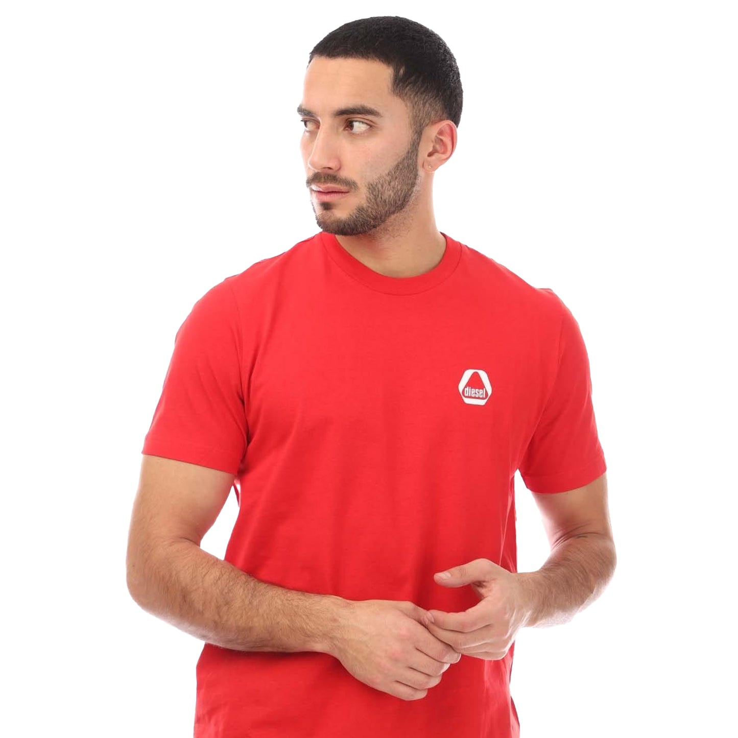 Red - Side - Diesel Mens T-Just 8-3 Logo T-Shirt