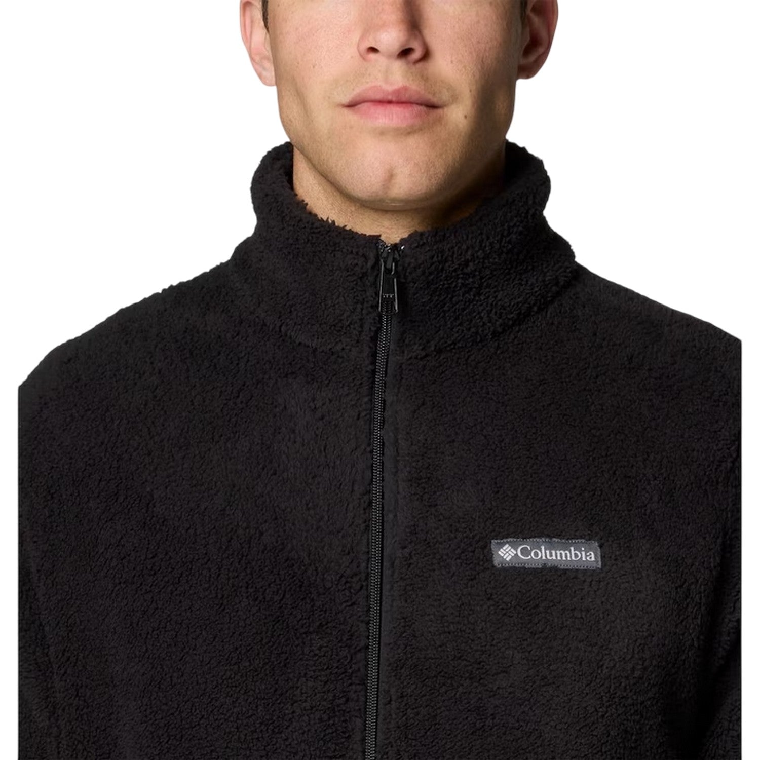 Black - Side - Columbia Mens Logo Full Zip Long-Sleeved Fleece Jacket