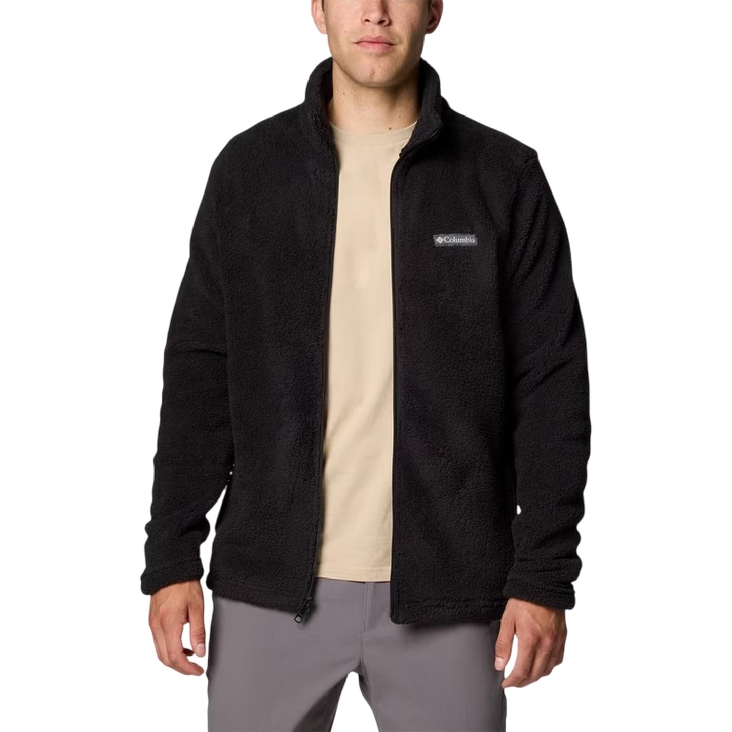 Black - Lifestyle - Columbia Mens Logo Full Zip Long-Sleeved Fleece Jacket