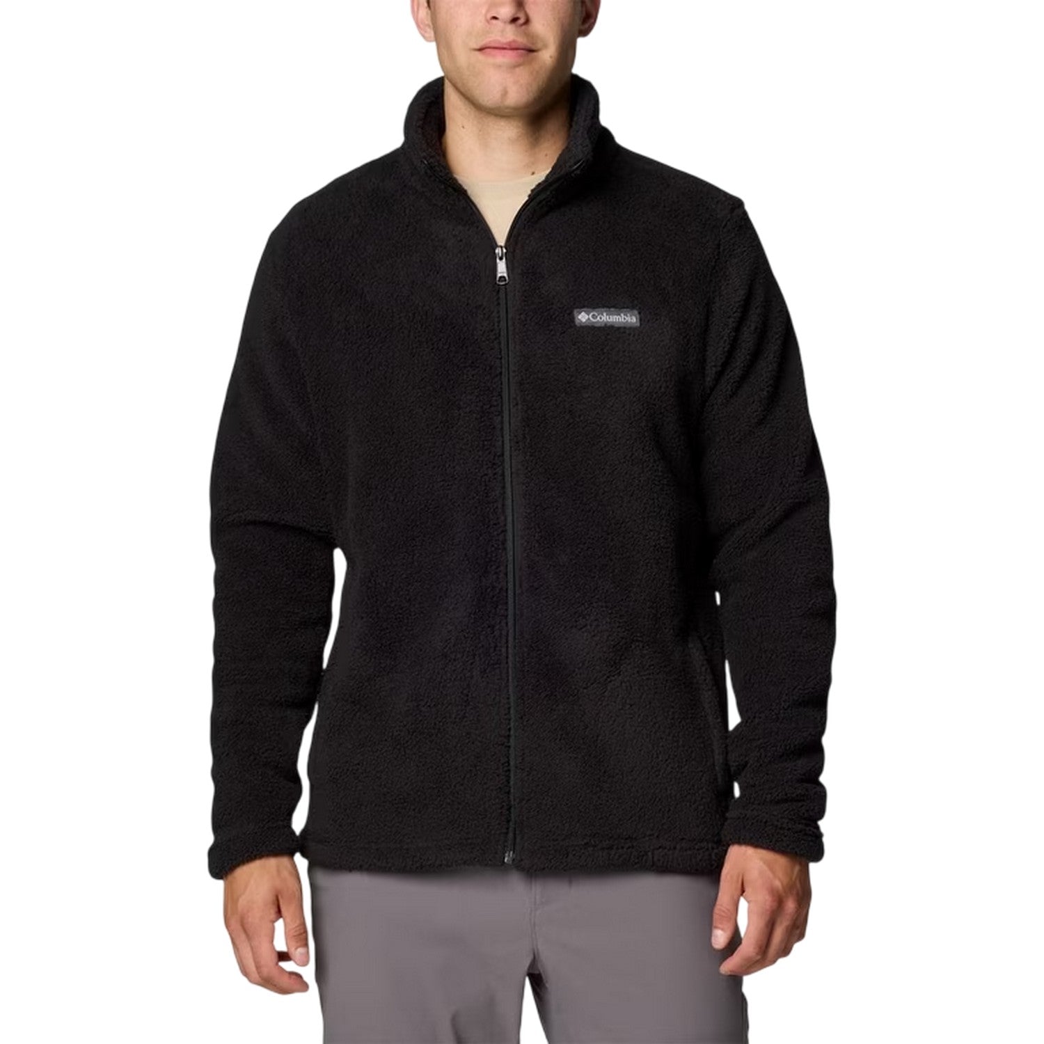Black - Front - Columbia Mens Logo Full Zip Long-Sleeved Fleece Jacket