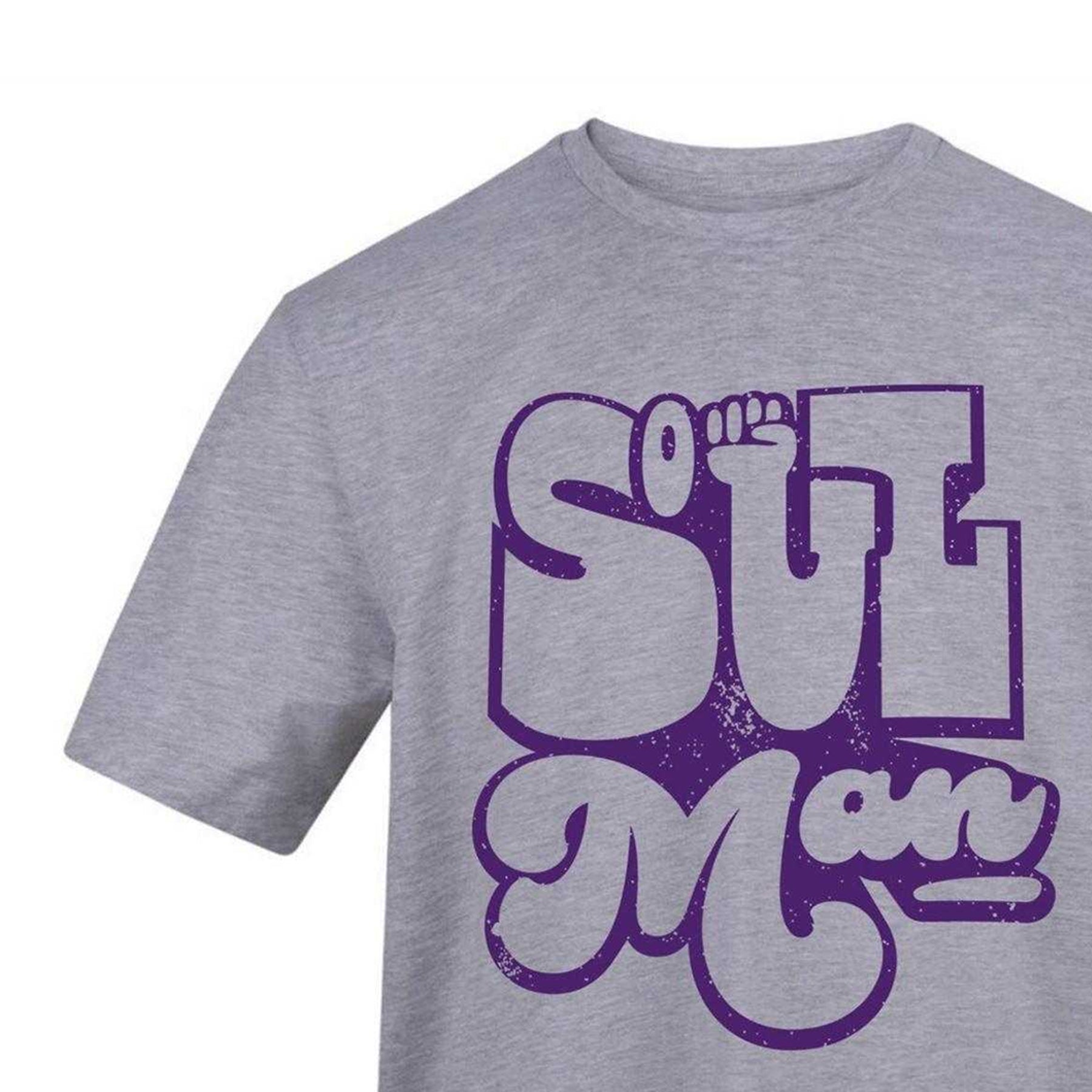 Grey - Side - AWD Unisex Adult Soul Man Printed Cotton T-Shirt