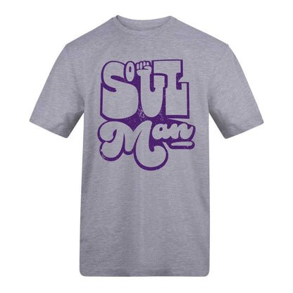 Grey - Front - AWD Unisex Adult Soul Man Printed Cotton T-Shirt