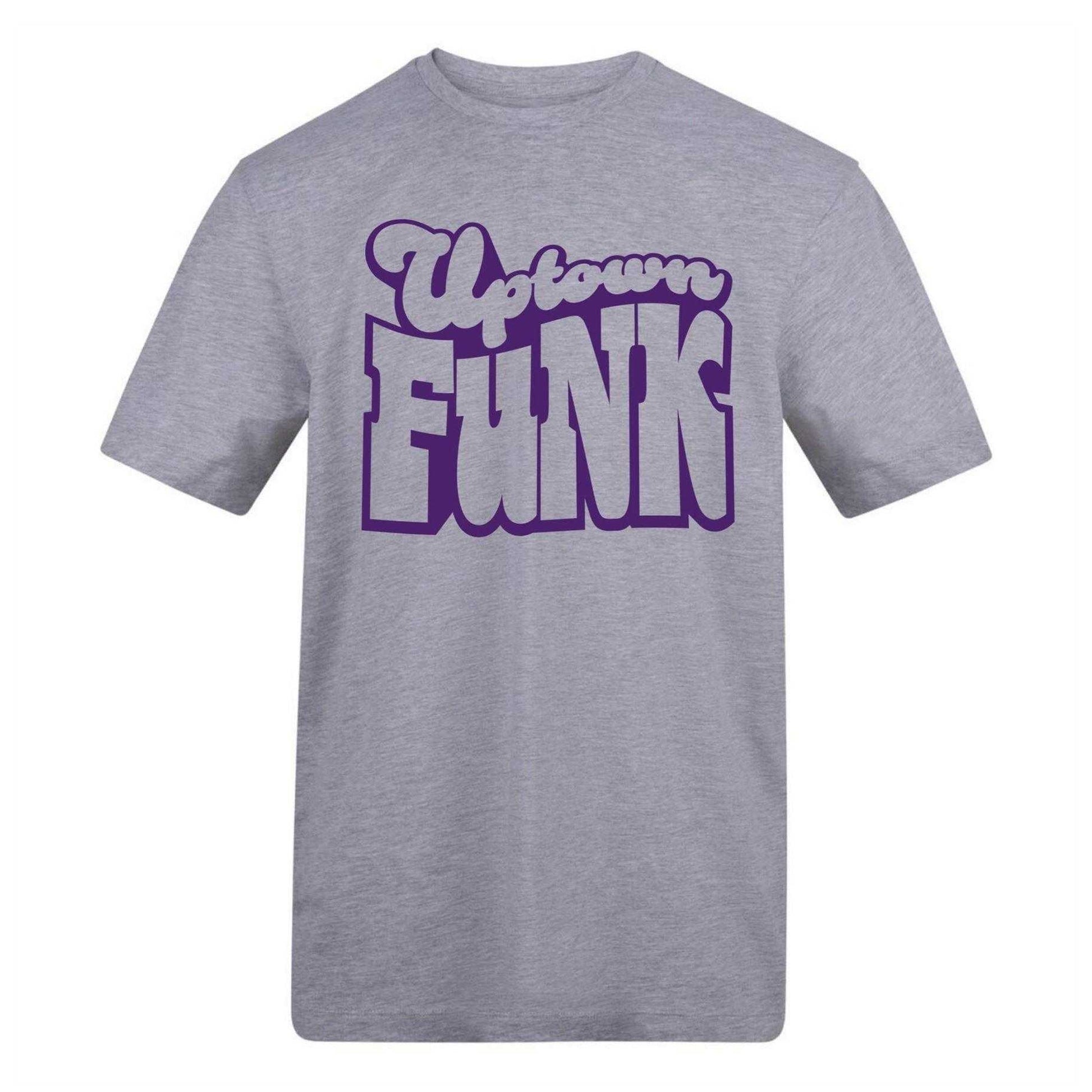 Grey - Front - AWD Unisex Adult Uptown Funk Printed Cotton T-Shirt