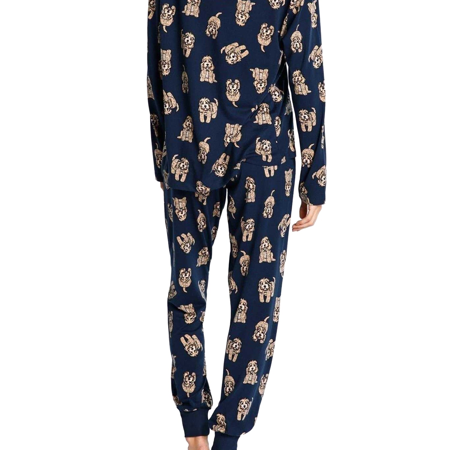 Navy - Lifestyle - Chelsea Peers Womens-Ladies Puppy Pyjama Set