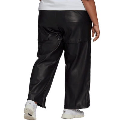 Black - Back - Adidas Womens-Ladies Always Original Faux Leather Plus Tracksuit Bottoms