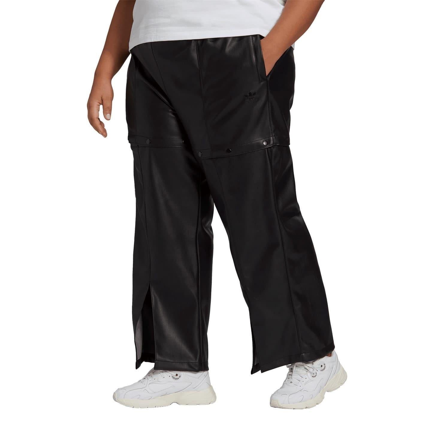 Black - Lifestyle - Adidas Womens-Ladies Always Original Faux Leather Plus Tracksuit Bottoms