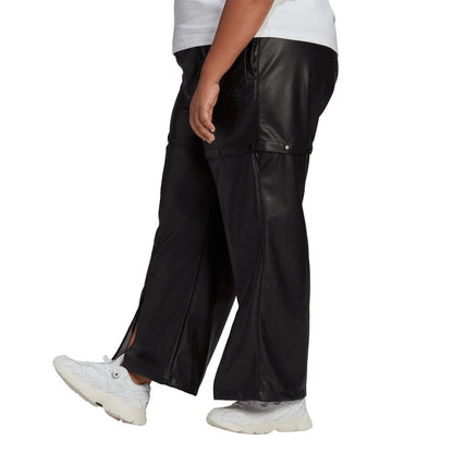 Black - Pack Shot - Adidas Womens-Ladies Always Original Faux Leather Plus Tracksuit Bottoms