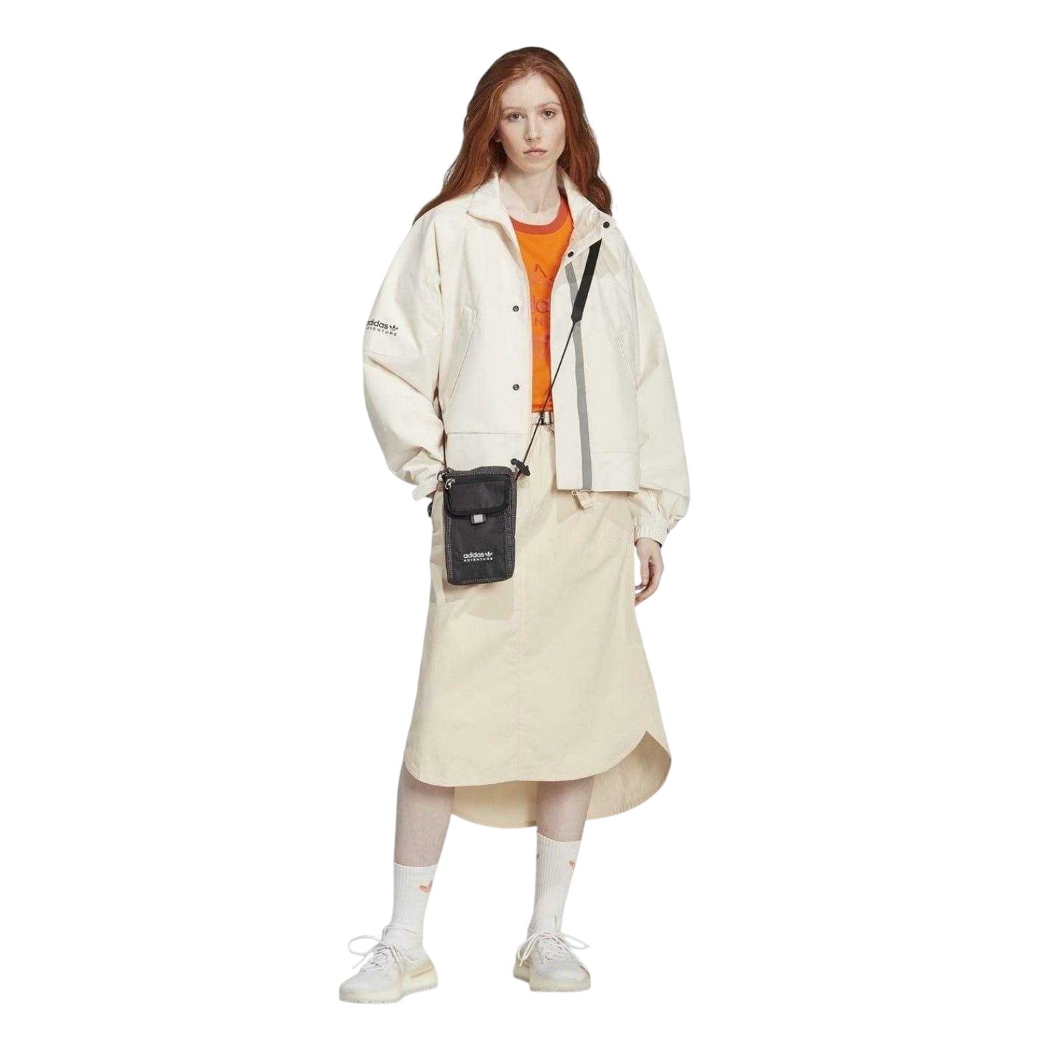 Sand - Pack Shot - Adidas Womens-Ladies Logo Midi Skirt