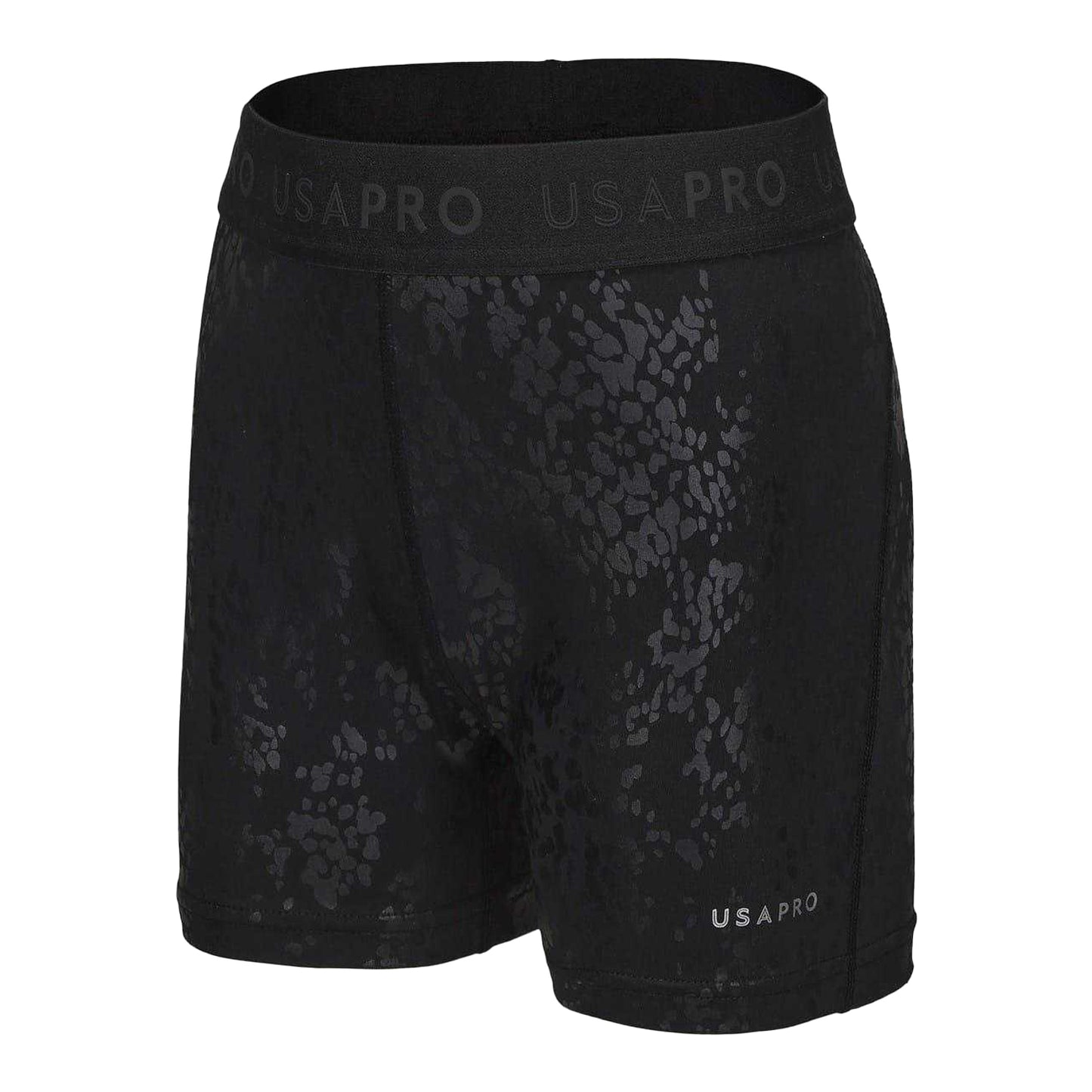 Black - Side - USA Pro Girls Pro Animal Print Training Shorts