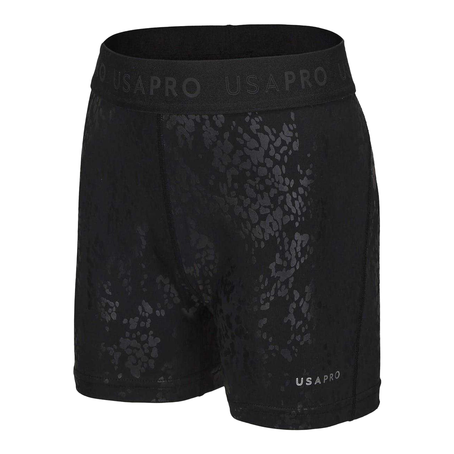 Black - Side - USA Pro Girls Pro Animal Print Training Shorts