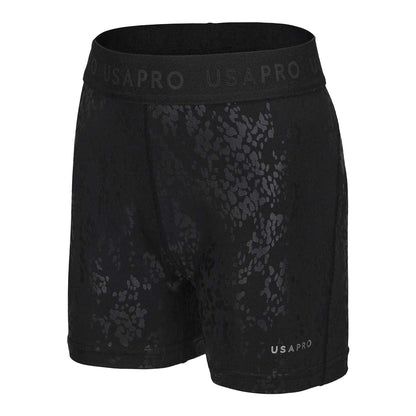 Black - Side - USA Pro Girls Pro Animal Print Training Shorts
