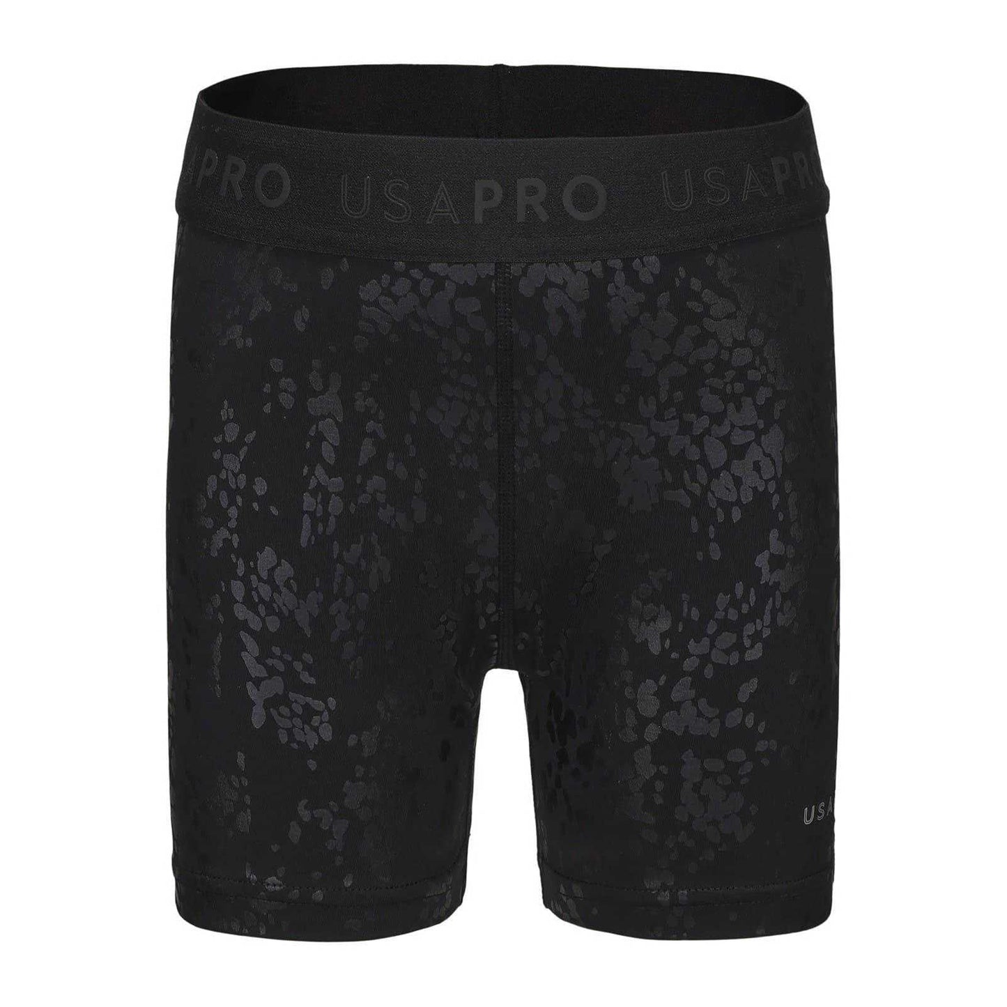 Black - Front - USA Pro Girls Pro Animal Print Training Shorts