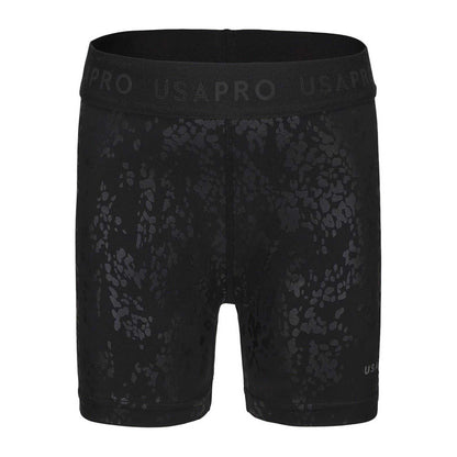 Black - Front - USA Pro Girls Pro Animal Print Training Shorts