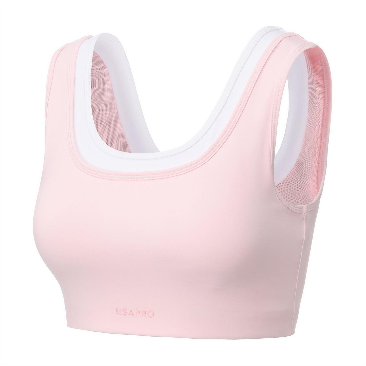 Light Pink - Side - USA Pro Womens-Ladies Pro Layered Sports Bra