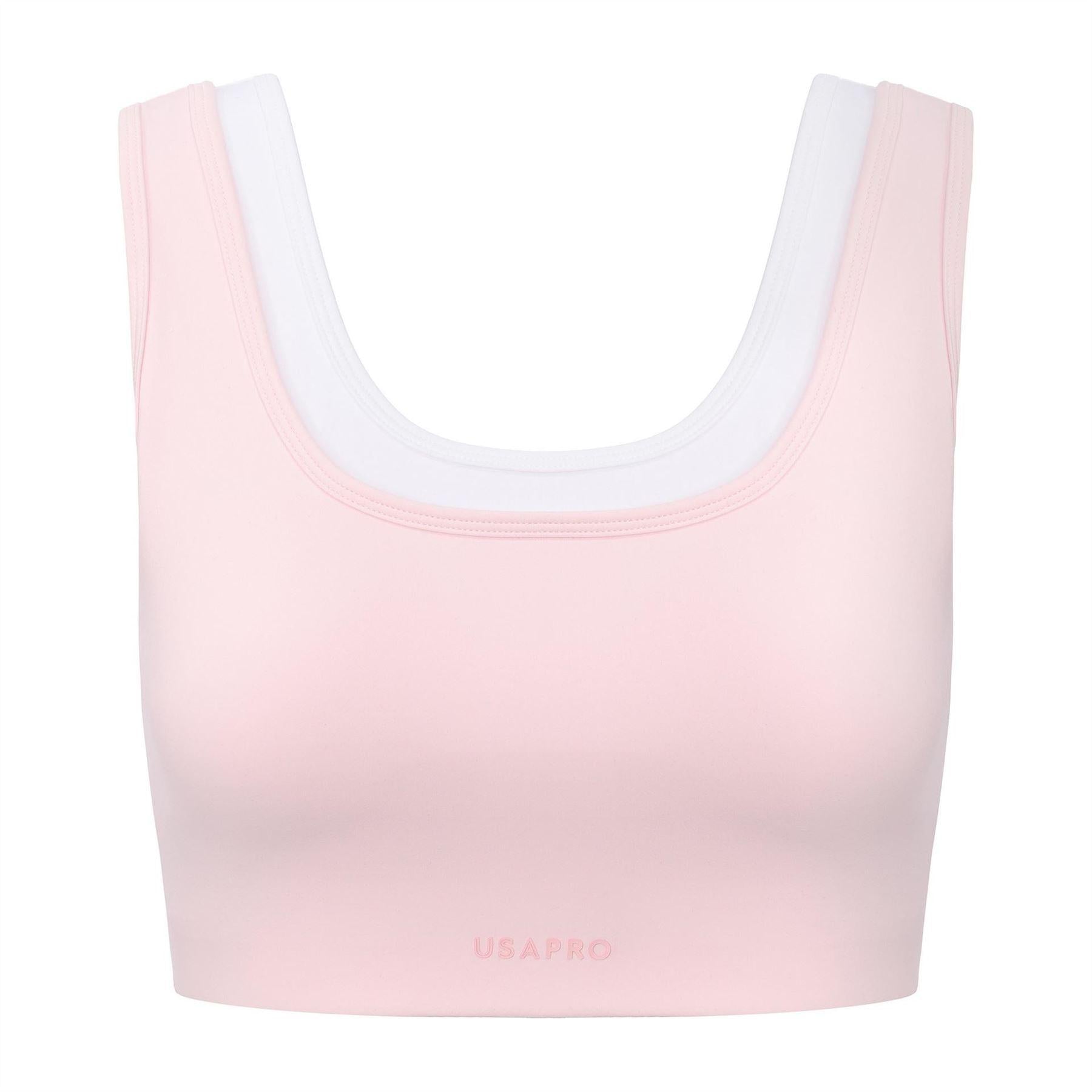 Light Pink - Front - USA Pro Womens-Ladies Pro Layered Sports Bra