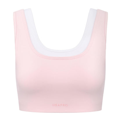 Light Pink - Front - USA Pro Womens-Ladies Pro Layered Sports Bra