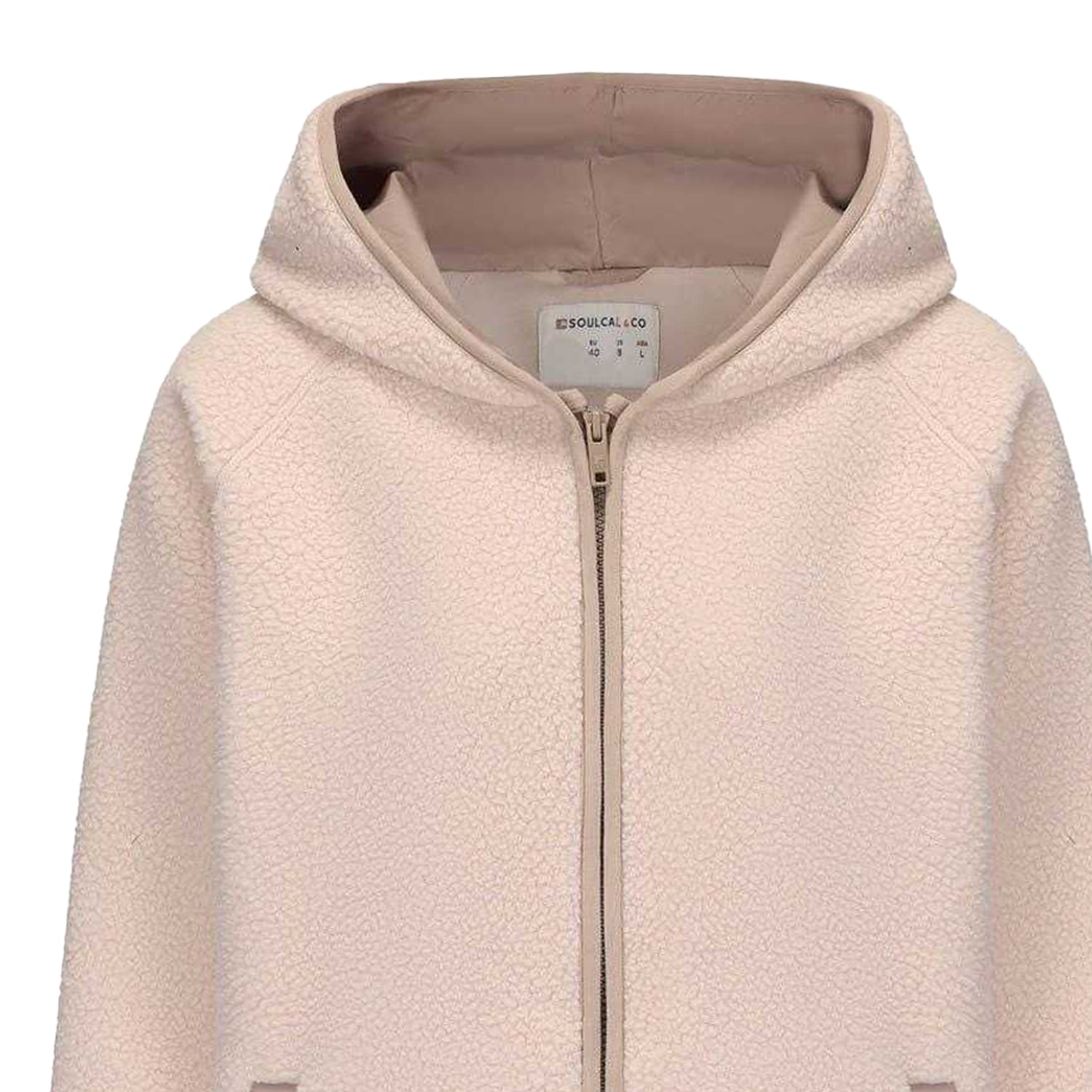 Beige - Side - SoulCal Womens-Ladies Relaxed Fit Fleece Jacket