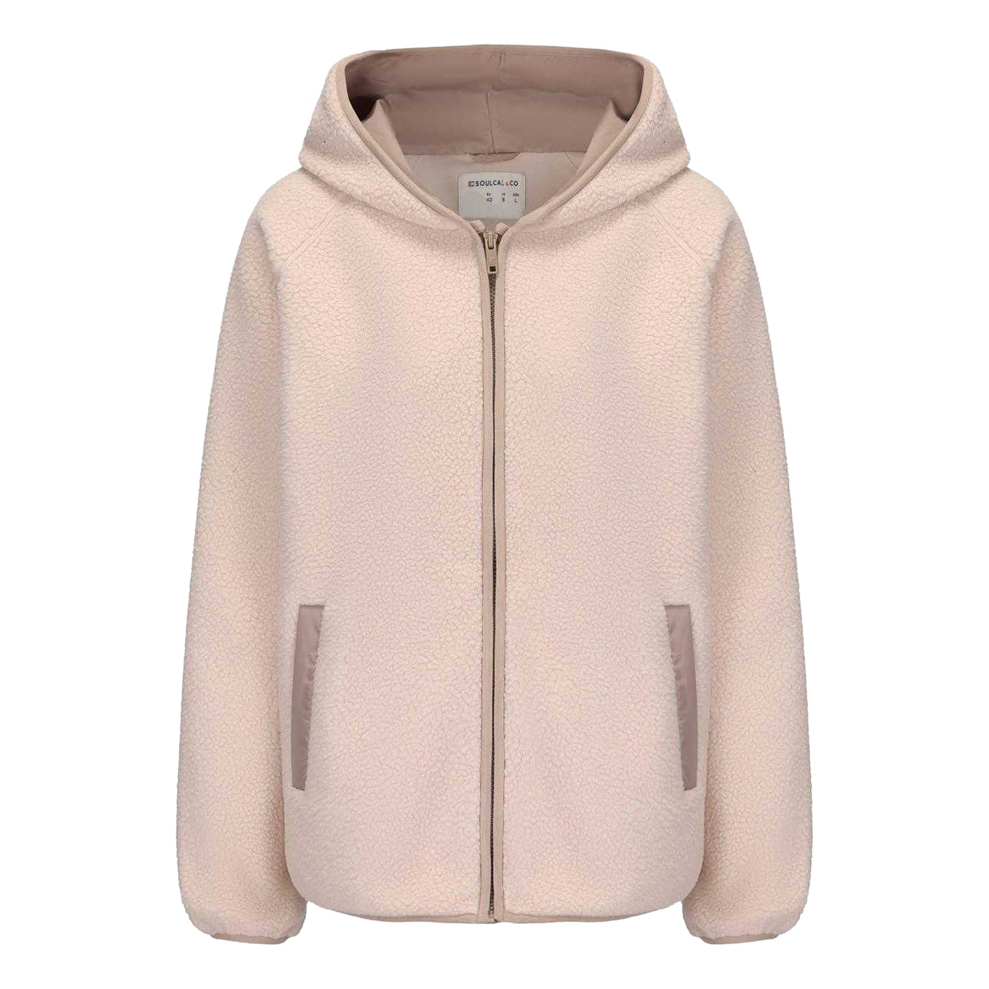 Beige - Front - SoulCal Womens-Ladies Relaxed Fit Fleece Jacket