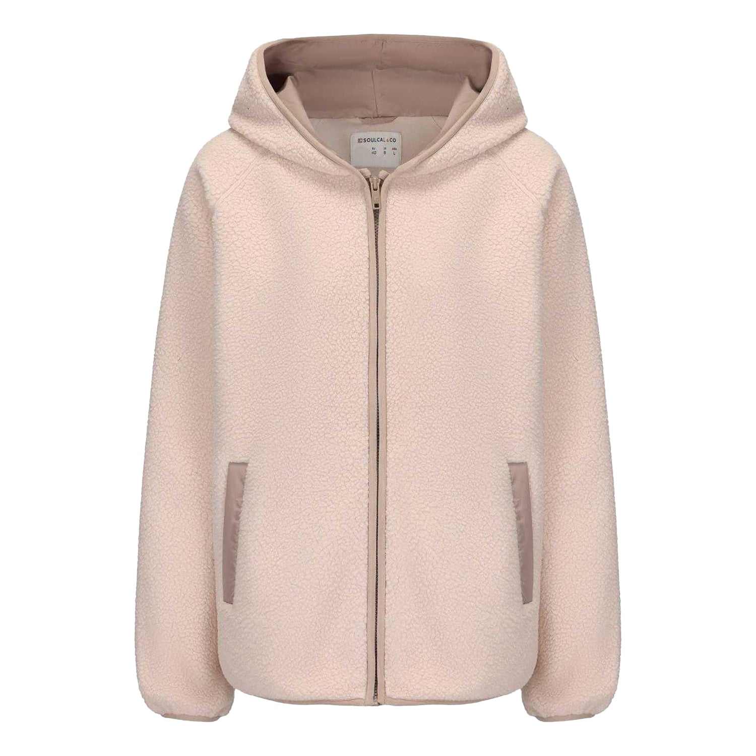 Beige - Front - SoulCal Womens-Ladies Relaxed Fit Fleece Jacket