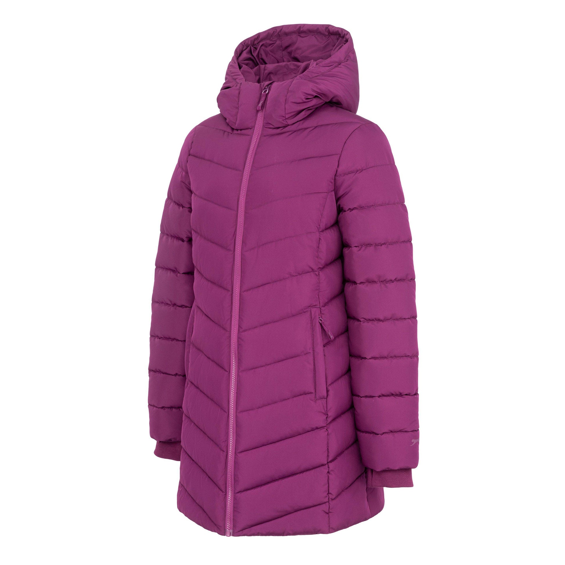 Plum - Side - Slazenger Womens-Ladies Polyester Mid Length Padded Jacket