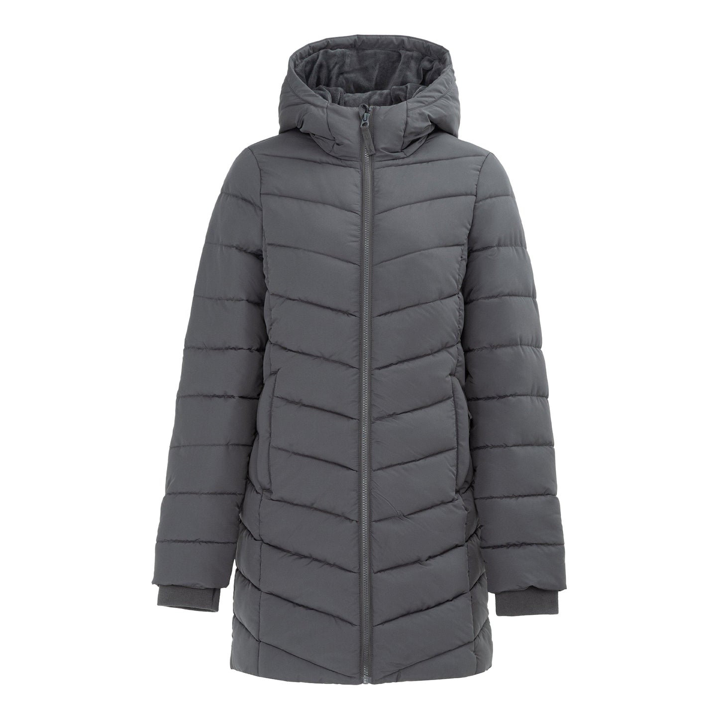 Charcoal - Front - Slazenger Womens-Ladies Polyester Mid Length Padded Jacket