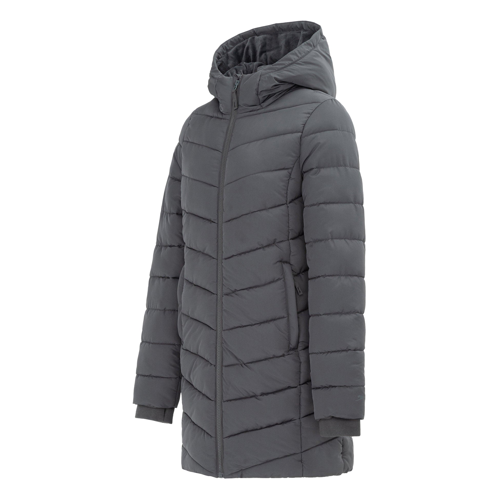 Charcoal - Side - Slazenger Womens-Ladies Polyester Mid Length Padded Jacket