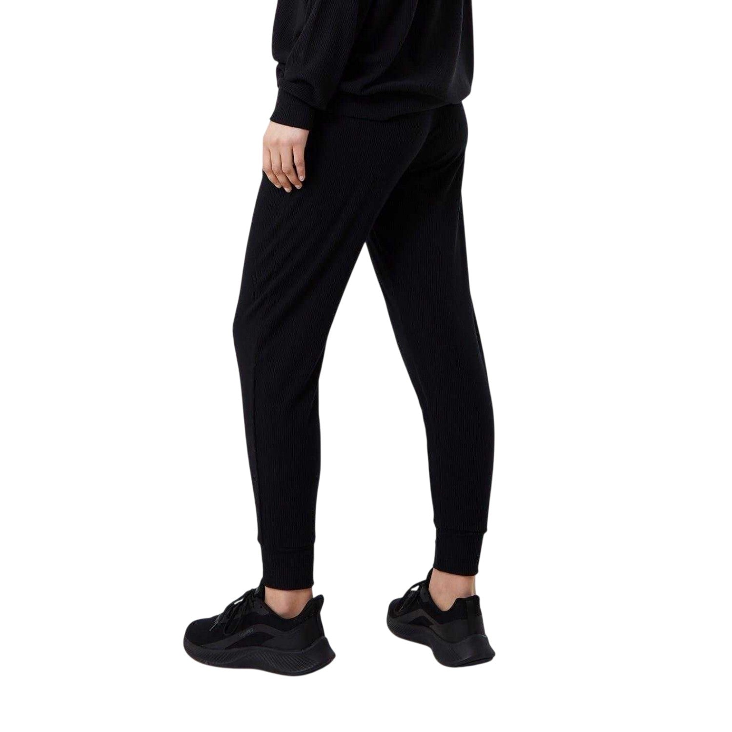 Jet Black - Back - USA Pro Womens-Ladies Ribbed Cuff Joggers