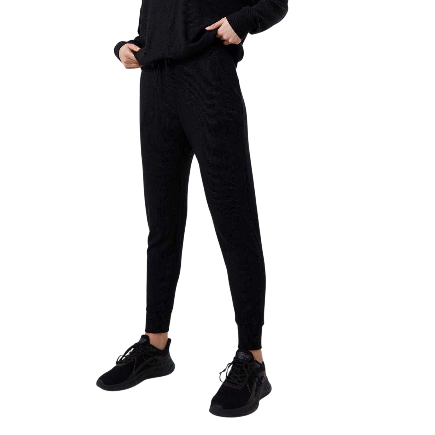 Jet Black - Front - USA Pro Womens-Ladies Ribbed Cuff Joggers