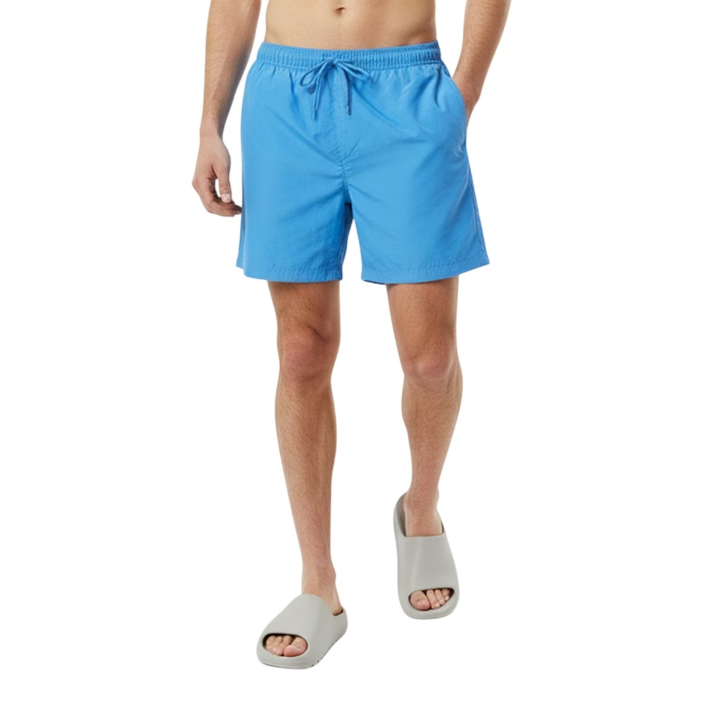 Harbour Blue - Side - Jack Wills Mens Embroidered Logo Mid Length Swim Shorts