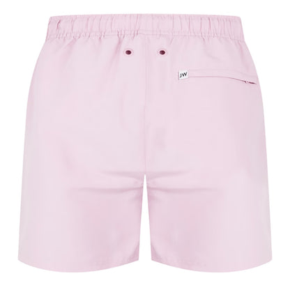 Light Pink - Back - Jack Wills Mens Embroidered Logo Mid Length Swim Shorts