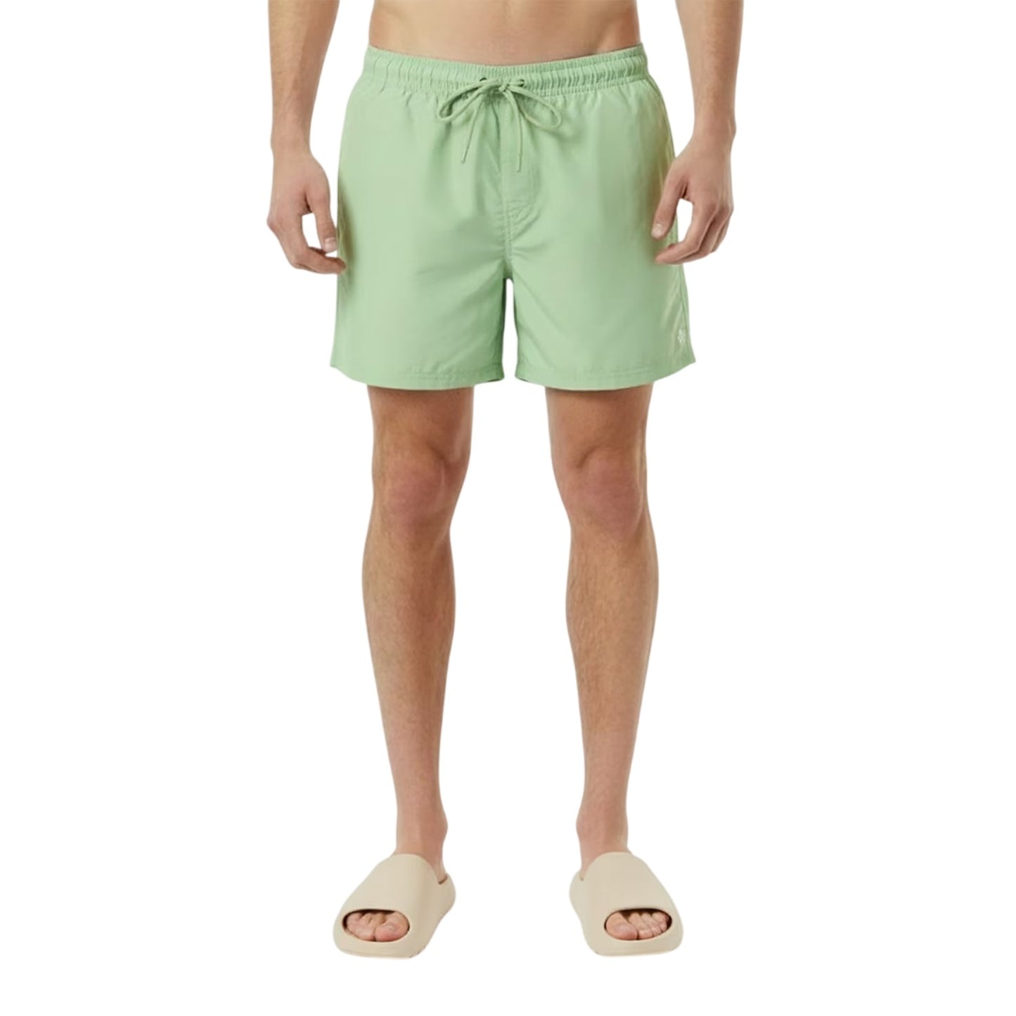 Mid Green - Side - Jack Wills Mens Embroidered Logo Mid Length Swim Shorts