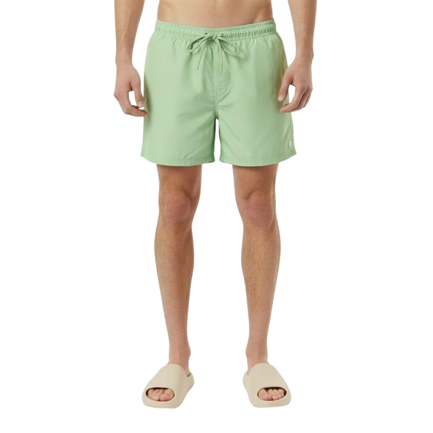 Mid Green - Side - Jack Wills Mens Embroidered Logo Mid Length Swim Shorts