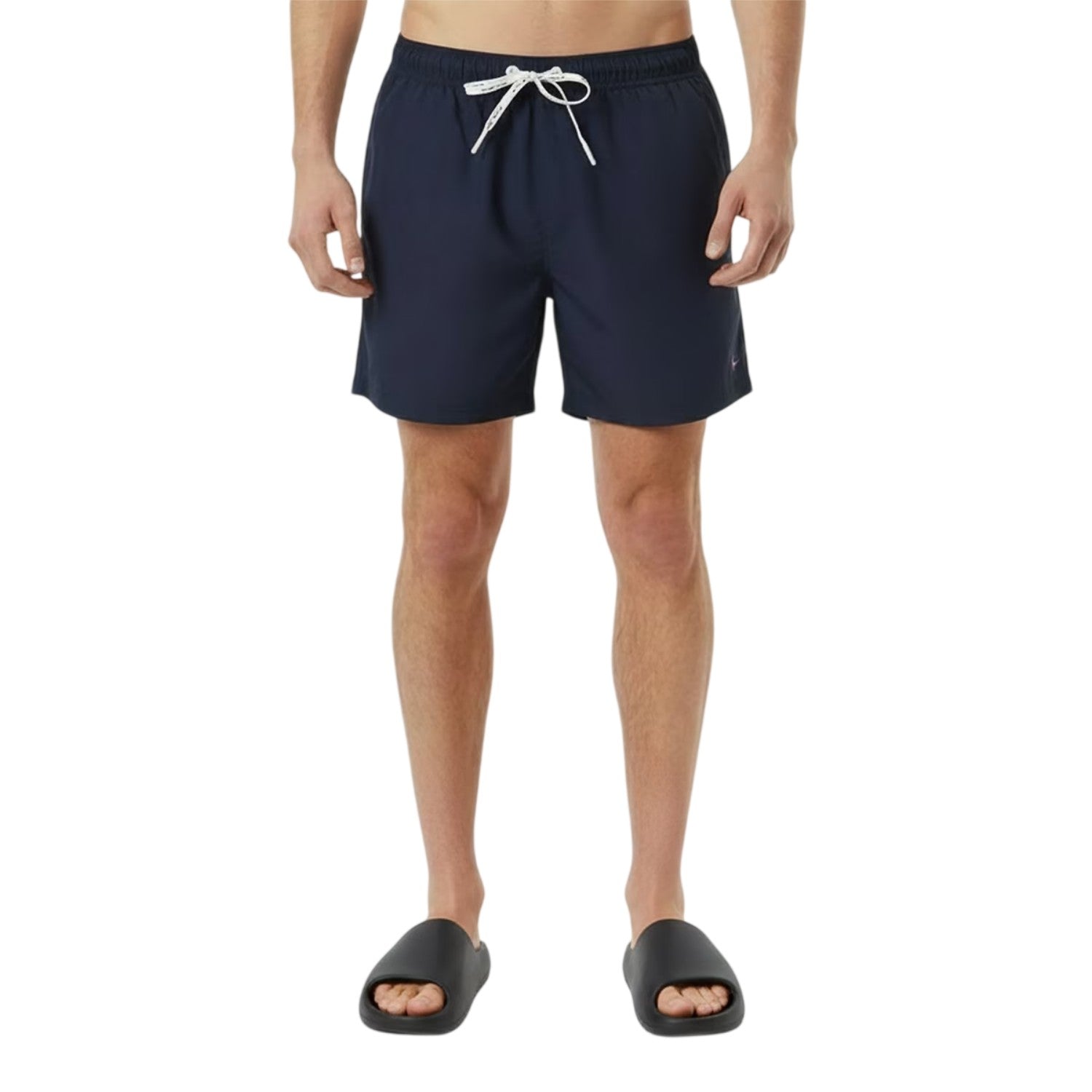 Navy - Side - Jack Wills Mens Embroidered Logo Mid Length Swim Shorts