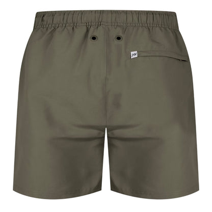 Olive - Back - Jack Wills Mens Embroidered Logo Mid Length Swim Shorts