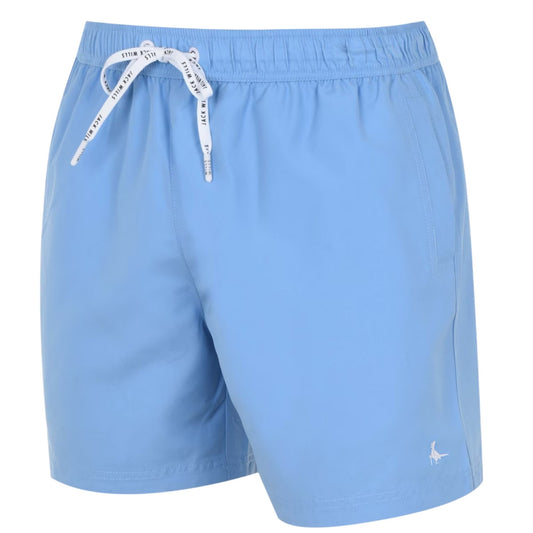 Pale Blue - Front - Jack Wills Mens Embroidered Logo Mid Length Swim Shorts