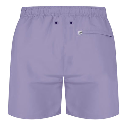 Bright Lilac - Back - Jack Wills Mens Embroidered Logo Mid Length Swim Shorts