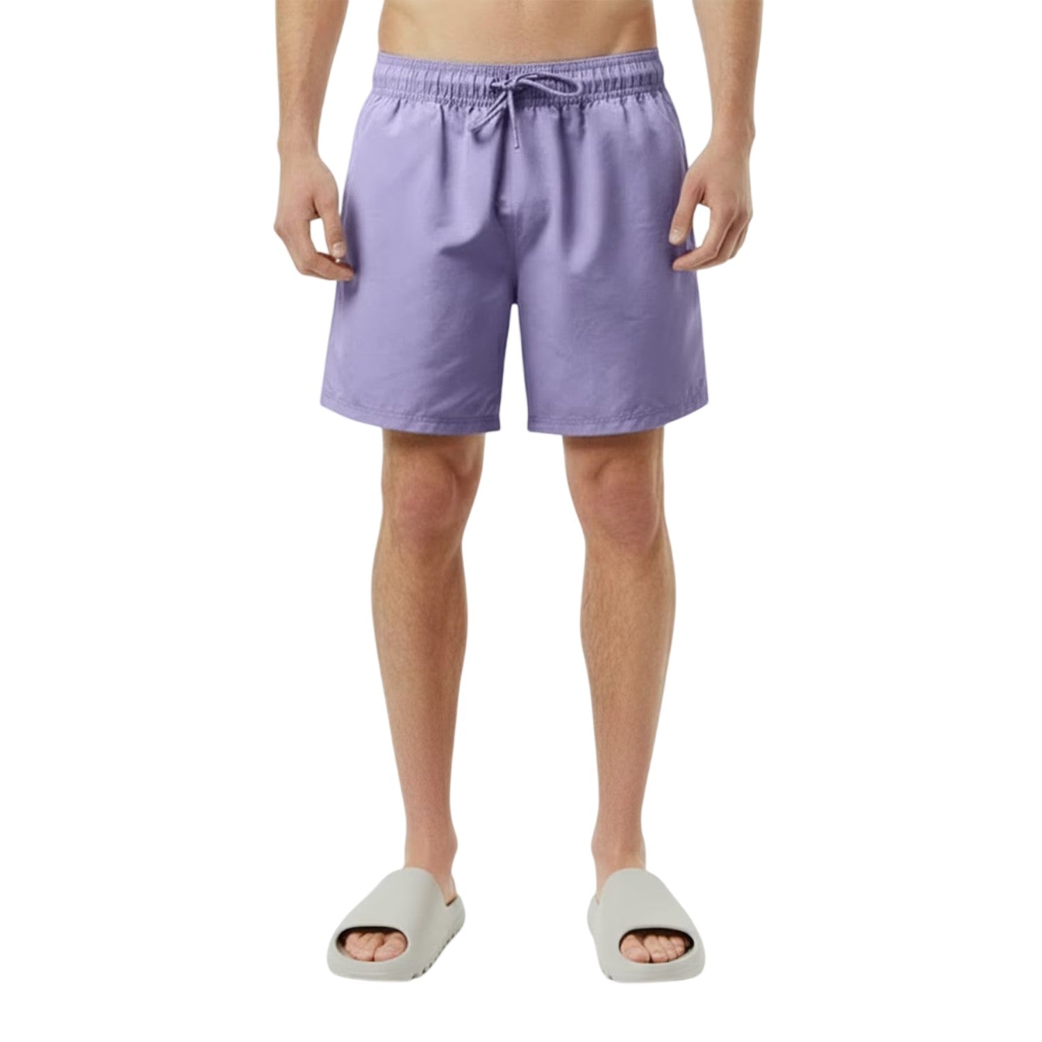 Bright Lilac - Side - Jack Wills Mens Embroidered Logo Mid Length Swim Shorts