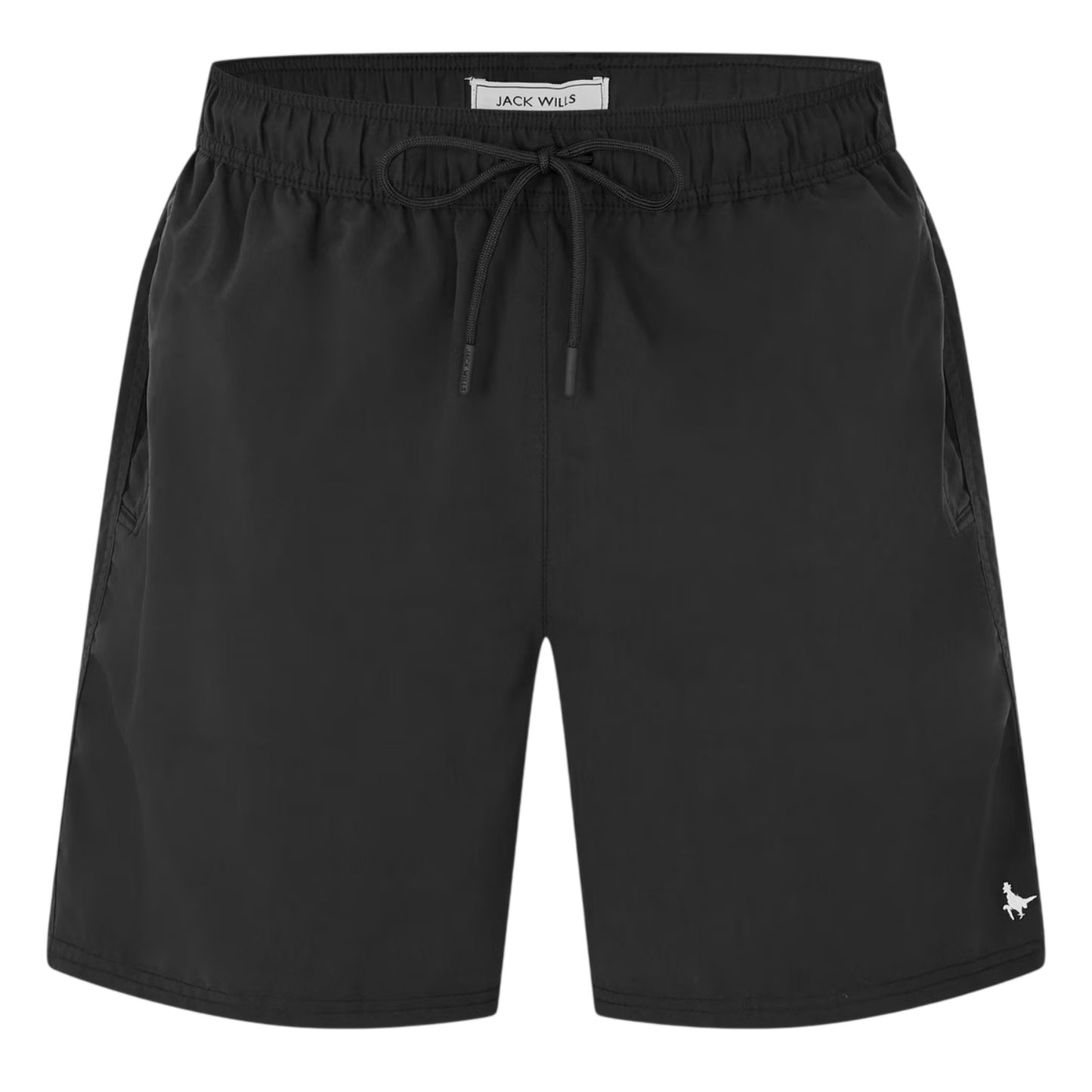 Black - Front - Jack Wills Mens Embroidered Logo Mid Length Swim Shorts