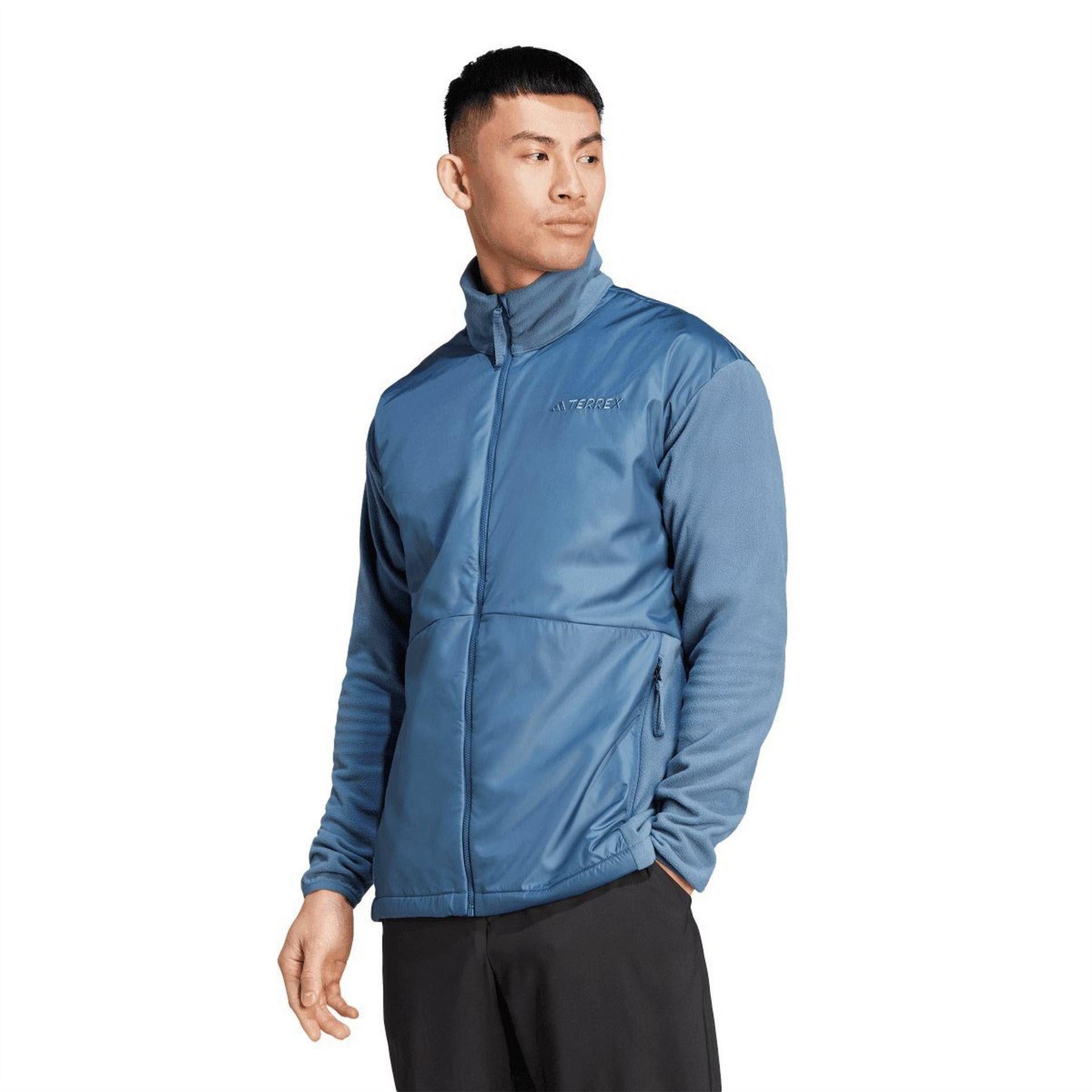 Blue - Side - Adidas Mens Terrex Multi Wind Resistant Fleece Jacket