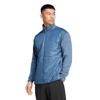 Blue - Side - Adidas Mens Terrex Multi Wind Resistant Fleece Jacket