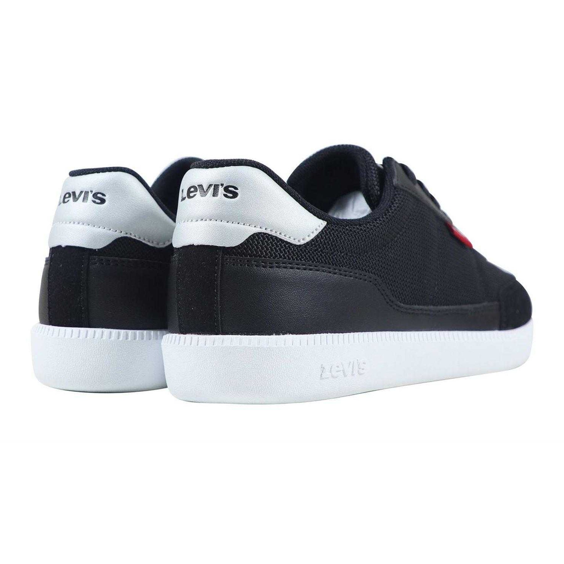 Black-Silver - Back - Levis Childrens-Kids Jackson Leather Flat Trainers