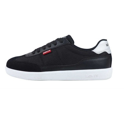 Black-Silver - Side - Levis Childrens-Kids Jackson Leather Flat Trainers