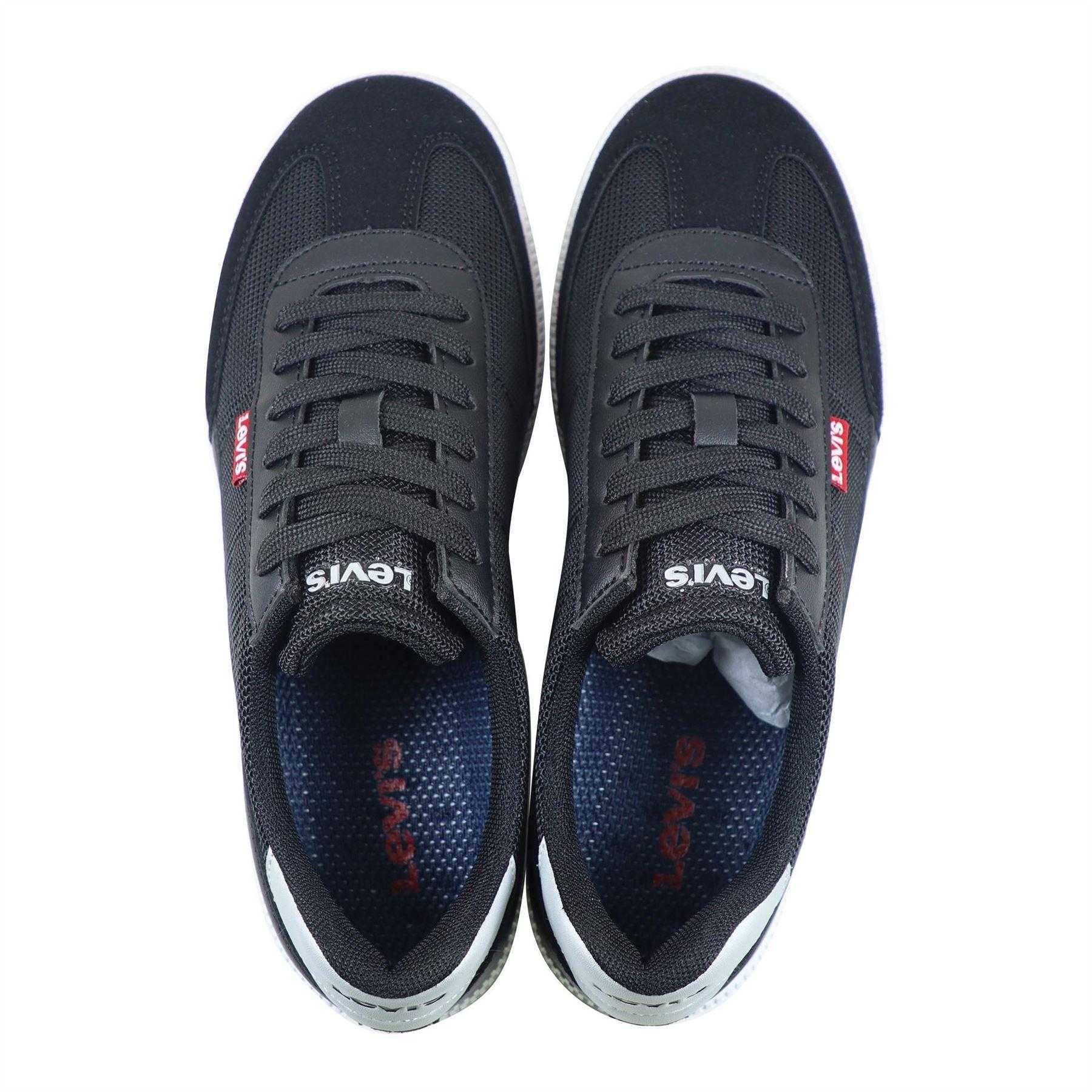 Black-Silver - Lifestyle - Levis Childrens-Kids Jackson Leather Flat Trainers