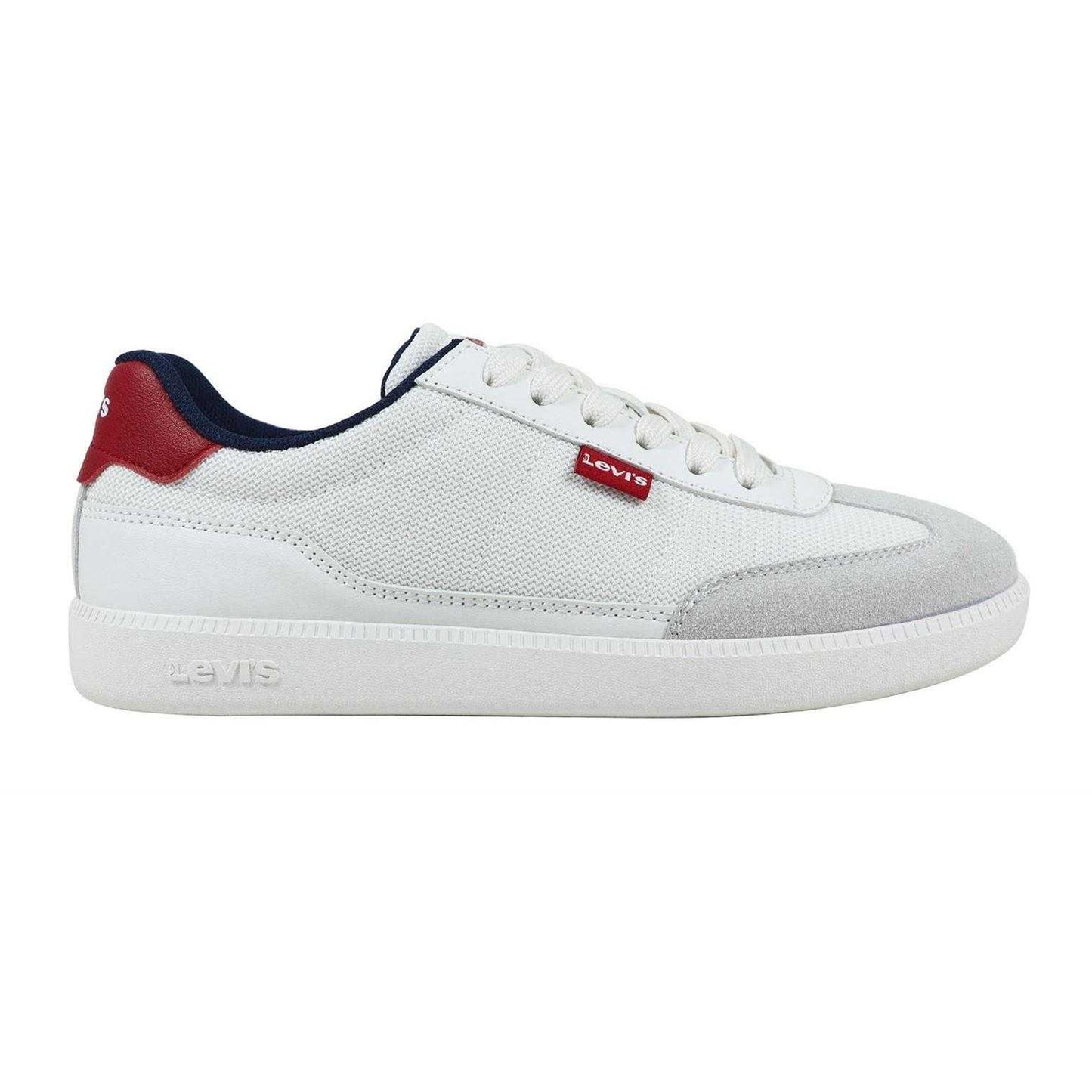 White-Red - Front - Levis Childrens-Kids Jackson Leather Flat Trainers