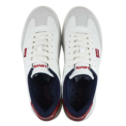 White-Red - Lifestyle - Levis Childrens-Kids Jackson Leather Flat Trainers
