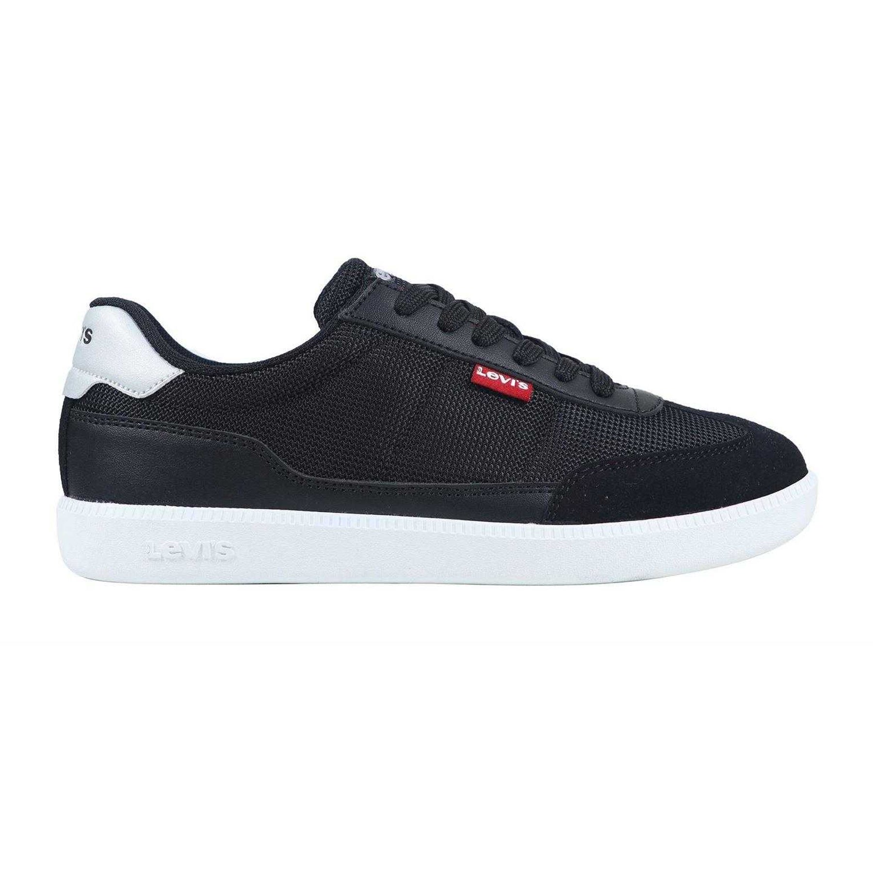 Black-Silver - Front - Levis Childrens-Kids Jackson Leather Flat Trainers