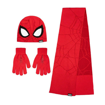 Red - Front - Spider-Man Childrens-Kids Acrylic Hat Gloves And Scarf Set