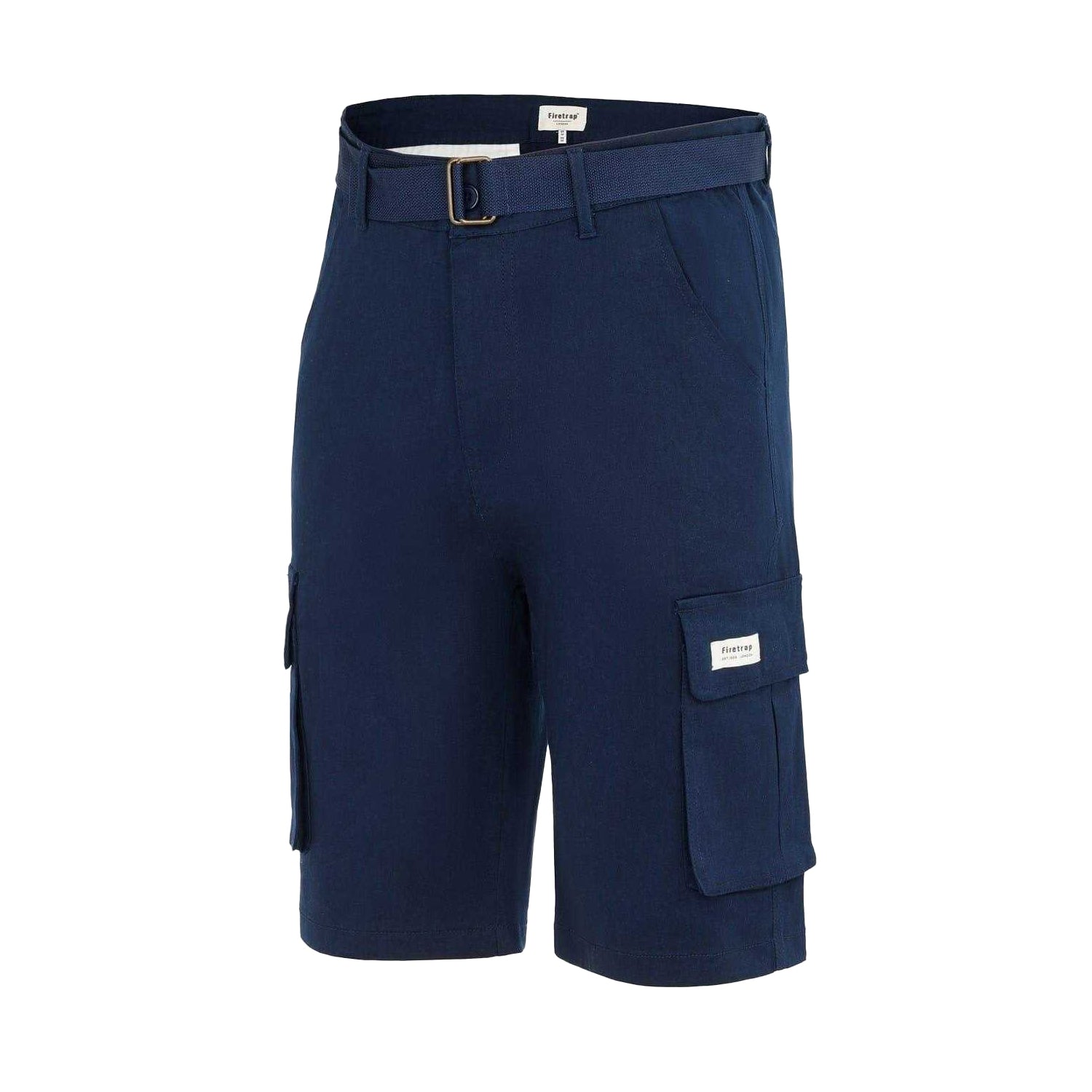 Navy - Side - Firetrap Mens Cargo Shorts