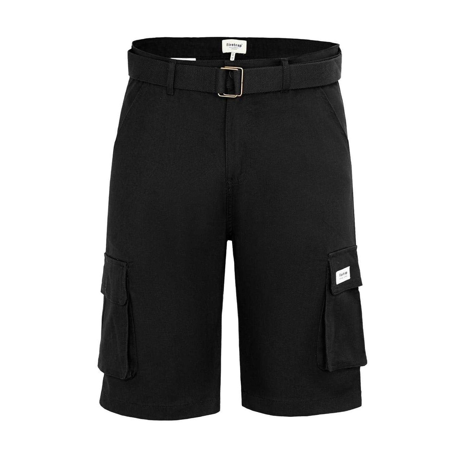 Black - Back - Firetrap Mens Cargo Shorts