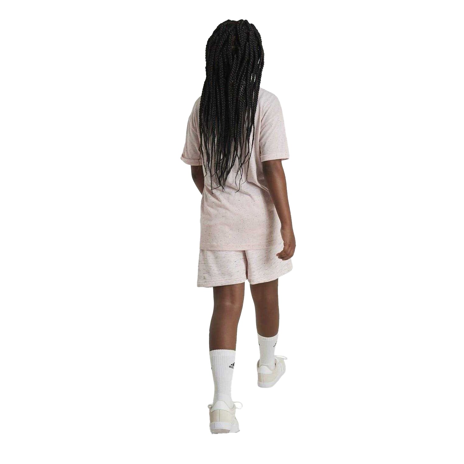 Sandy Pink Melange - Back - Adidas Childrens-Kids Future Icons Loose Fit Shorts